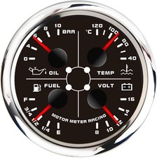 W Pro 85mm 4 In 1 Multi-function Water Temp C Oil Pressure Bar Fuel Level Volt