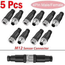 5PCS PG7 M12 Sensor Connector 4 Pin Male/Female Straight / Elbow Plug IP67