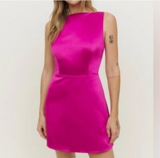 Reformation Zenni Dress In Dark Rhubarb Pink  A-line Cocktail Mini Size 10 NWT