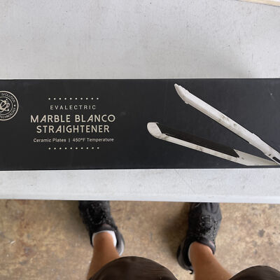 Evalectric Marble Blanco Handy Hinge Lock 450°F Unique Chic Iron Straightener 