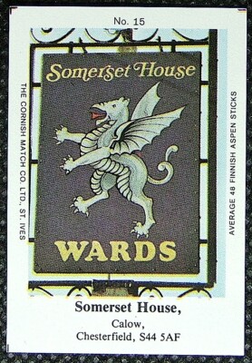 Matchbox Label Wards Pub Inn Somerset House Calow Chesterfield No 15 MM922