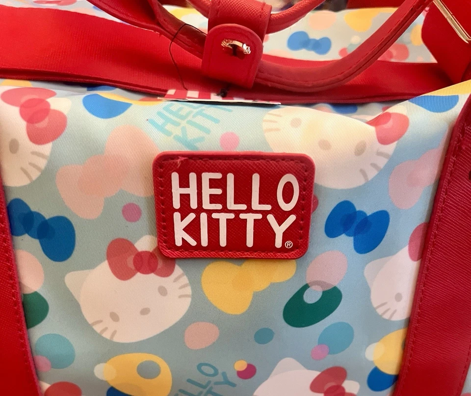 Auténtica bolsa de equipaje de viaje con rodillo de lona Hello Kitty rara Foto 3 de 4