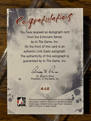 2011/2012 - In The Game - Enforcers - Autographed Cards - Picture 105 of 165