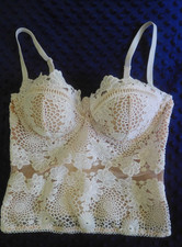 Victorias Secret Dream Angels White Cream Crochet Lace Corset Bustier 36C Bridal