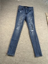 Express Jeans Legging Super High Rise Distressed Skinny Stretch Blue Women  s 4L