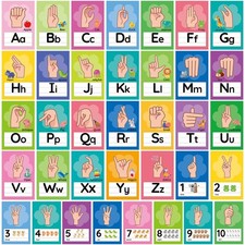 36-Piece ALS Alphabet Bulletin Board Set - ABC  Number Sign Language Flash C...