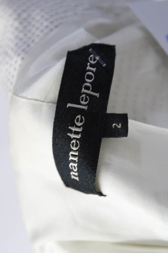 Nanette Lepore Womens Polka Dot Buttoned Peplum Ruched Blazer White Size 2 - Picture 4 of 6