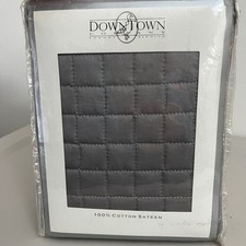 Downtown Company Quilted Euro Sham Quarry Grey Gray 100% Cotton Sateen 26" X 26"