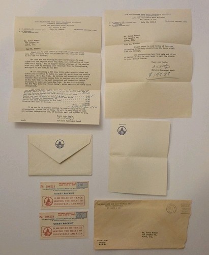 Baltimore & Ohio Railroad Company Letter 1956 Tickets Lot