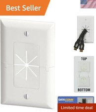 Sturdy 1-Gang White Wall Plate with Flexible AV Cable Pass for Neat Home Theater