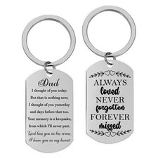 Heartfelt Dad Memorial Dog Tag Keychain Engraved Sympathy Gift of Love Comfort