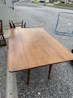 Heywood-Wakefield Drop Leaf Rectangular Wood Dining Table Set w/ 4 Chairs Brown — photo 3