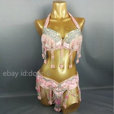 Sequins Beaded Samba Belly Dance Costume Carnival EDC Outfit Bra Belt 3 Colors