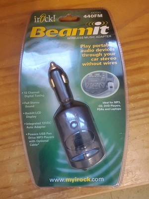 iRock! Beamit Wireless Music Adapter, 440FM Transmitter, 12VDC