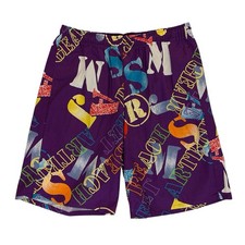 VTG 80s/90s Jams Surf Line Graffiti Lettering Purple Cotton Board Shorts Mens L