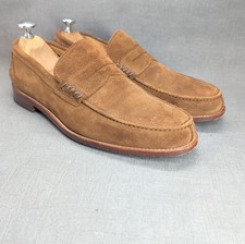 Russell Bromley Handmade Suede Penny Loafers Brown Size 8.5