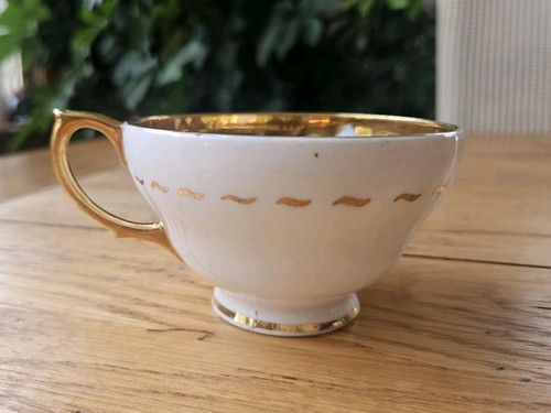 Vintage Clarence Bone China Teetasse England handbemalt Rose mit Goldakzenten - Bild 5 von 7