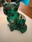 ​Fenton Emerald Green Glass Sitting Cat Figurine