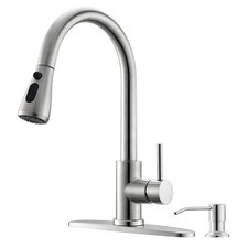 CEIHNAU Kitchen Faucet with Soap Dispenser, 3 Modes Stainless Steel Kitchen S...