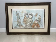 Large framed Lithograph by Edna Hibel of mother and child.  36” X 50.5”