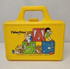 Fisher Price Toys 638 VTG Plastic Yellow ABC Block 1979 Lunch Box Storage Box