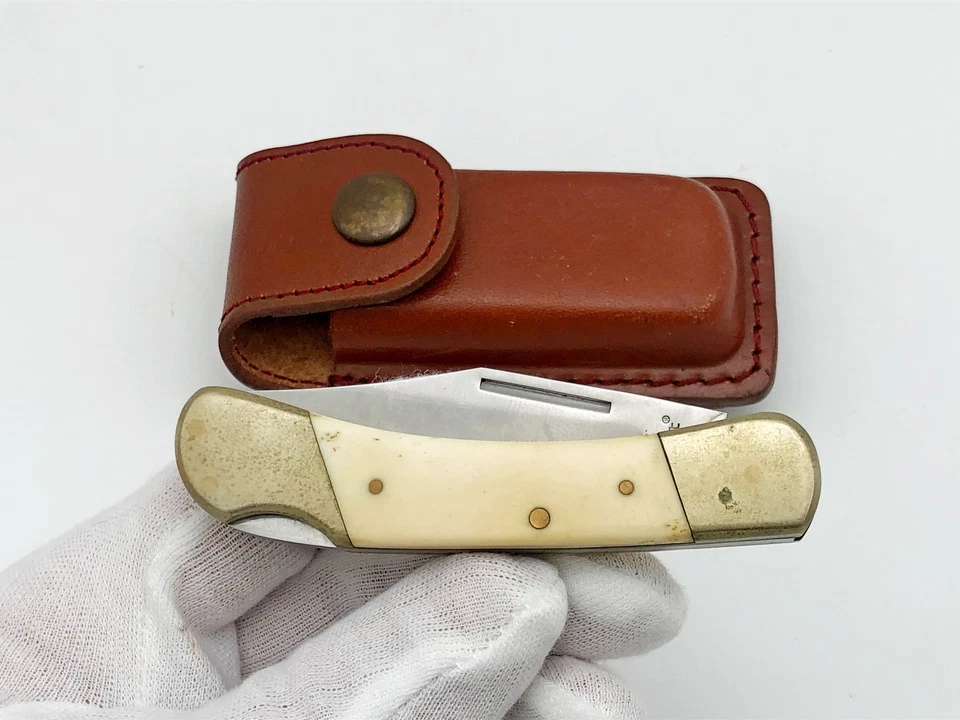 Cuchillo Turístico Plegable Tekut 5Cr15MoV Herramienta de Viaje de Bolsillo Vintage en Estuche de Cuero Foto 2 de 4