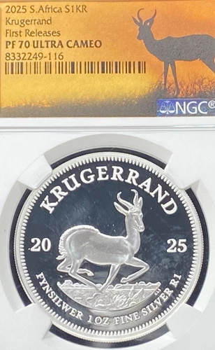 2025 SOUTH AFRICA SILVER KRUGERRAND 1st RELEASE NGC PF 70 ULTRA CAMEO NO RESERVE