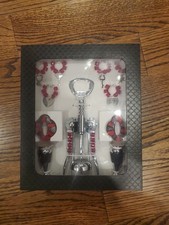 Red Art Glass Wine Opening Gift Set by Wild Eye Designs New in Box NIB Nice Gift