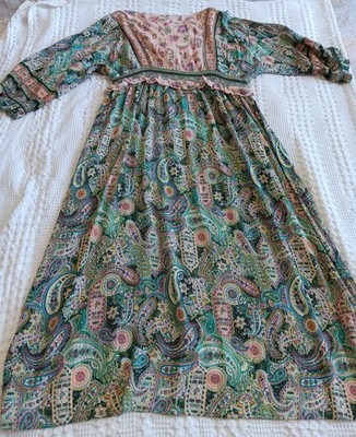 Kleid MONSOON  Gr. L Viskose  Paisley  Boho Mint  Rosa Mehrfarbig Wie NEU