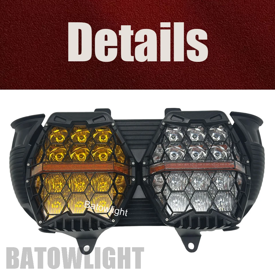 DOT LED Dual Headlight kit DRL For Harley Road Glide 2015-2023 Clear/Amber - Image 3 of 4