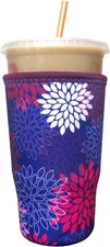 Koverz Iced Coffee Sleeve, Insulated Neoprene Cup Large 32oz, Midnight Mums 