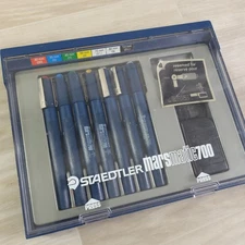 STAEDTLER mars matic 700 S7  Set of 7 technical pens in case Germany With Box