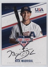 2018 Panini USA Baseball Stars & Stripes Black Ink 64/499 Nick Madrigal Auto s3g