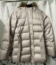 Gap Kids Coat Faux Fur Hood Down Filler Size XXL 14-16 Cream Ivory