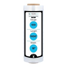 18" x 1000' 100 Gauge 4 Rolls Pallet Wrap Stretch Film Hand Shrink Wrap 1000 FT
