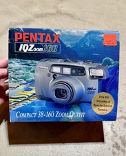 Pentax IQZoom 160 35mm Film Camera Point  Shoot White Gold Japan New With Box