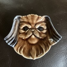 Vintage Wade 1960s Porcelain Pekingese Dog Face Wall Hanging or Pin/Trinket Dish