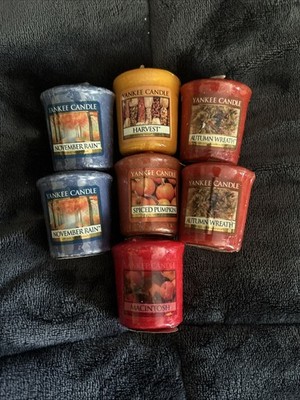 Yankee Votive Candle Sampler Lot-7-Fall & Winter-Autumn Wreath-Apple Pumpkin