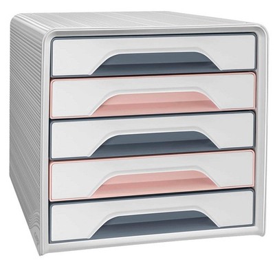 cep Schubladenbox Smoove  weiß/grau/rosa 1071111681, DIN A4 mit 5...