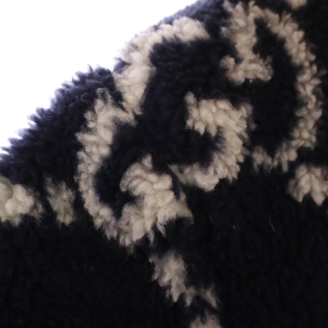 GUCCI GG Giacca Jacquard Tessuto Fuzzy Boa Hoody Navy 771121 XJF4D Usato10c0