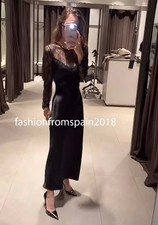 ZARA NEW WOMAN LONG COMBINATION LACE DRESS BLACK XS-XL 8741/266/800