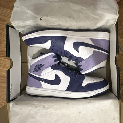Jordan Air Jordan 1 Low Men s White/Purple Colorblock Lace-Up Low Top