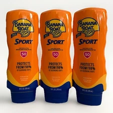 Banana Boat Sport SPF50 Sunscreen No Oxybenzone Water Resist 10 oz - 3 Pack