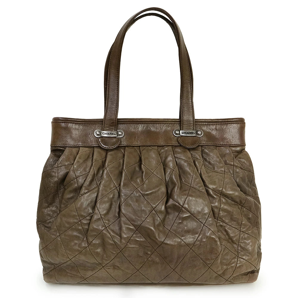 CHANEL Coco Mark Logo Matelassé Leather Tote Bag 857 Black