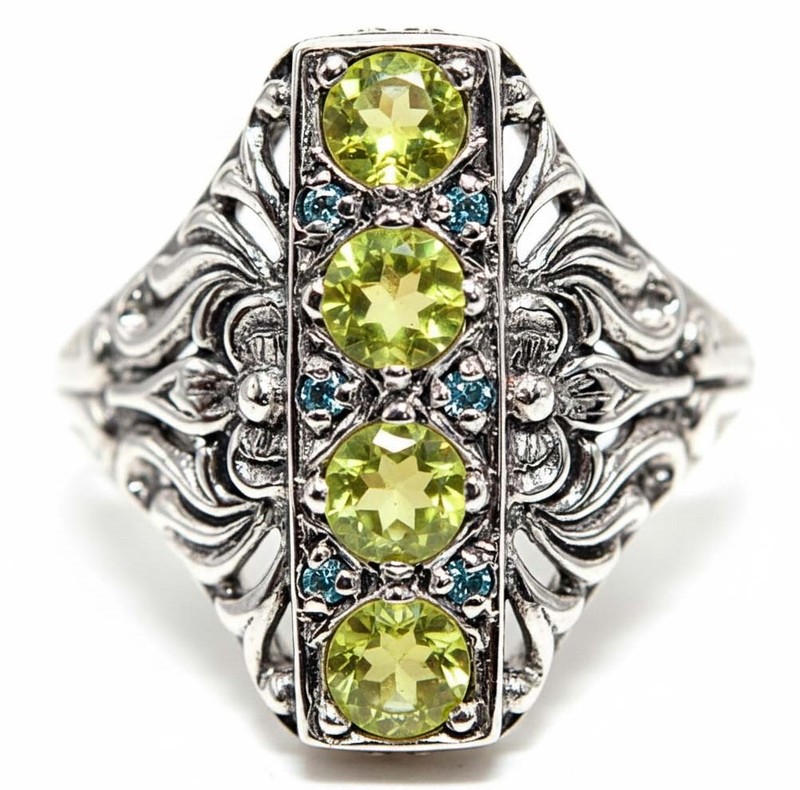 1CT Peridot 925 Solid Sterling Silver Filigree Ring Jewelry Sz 6 PC12-5