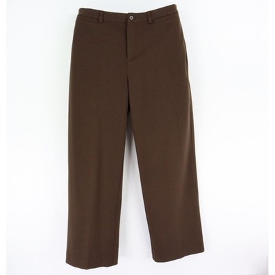 Christopher & Banks Dress Pant Wide Leg Womens Size 10 Short Brown Faux Pockets