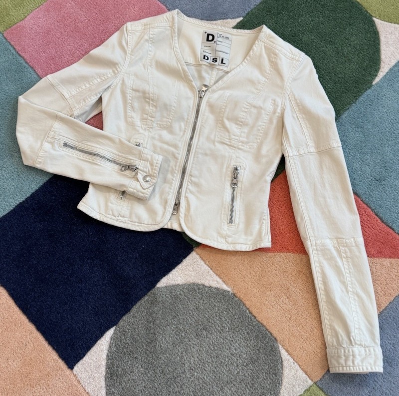 Diesel G-Lan V-Neck Fitted Jacket - Ivory - Sz 38 - New w/o Tags