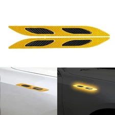2pcs Yellow Car Bumper Trunk Strip Reflective Sticker Body Side Anti-scratch