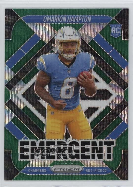 2025 Panini Prizm Emergent Green Wave Prizm Omarion Hampton #9 hu1