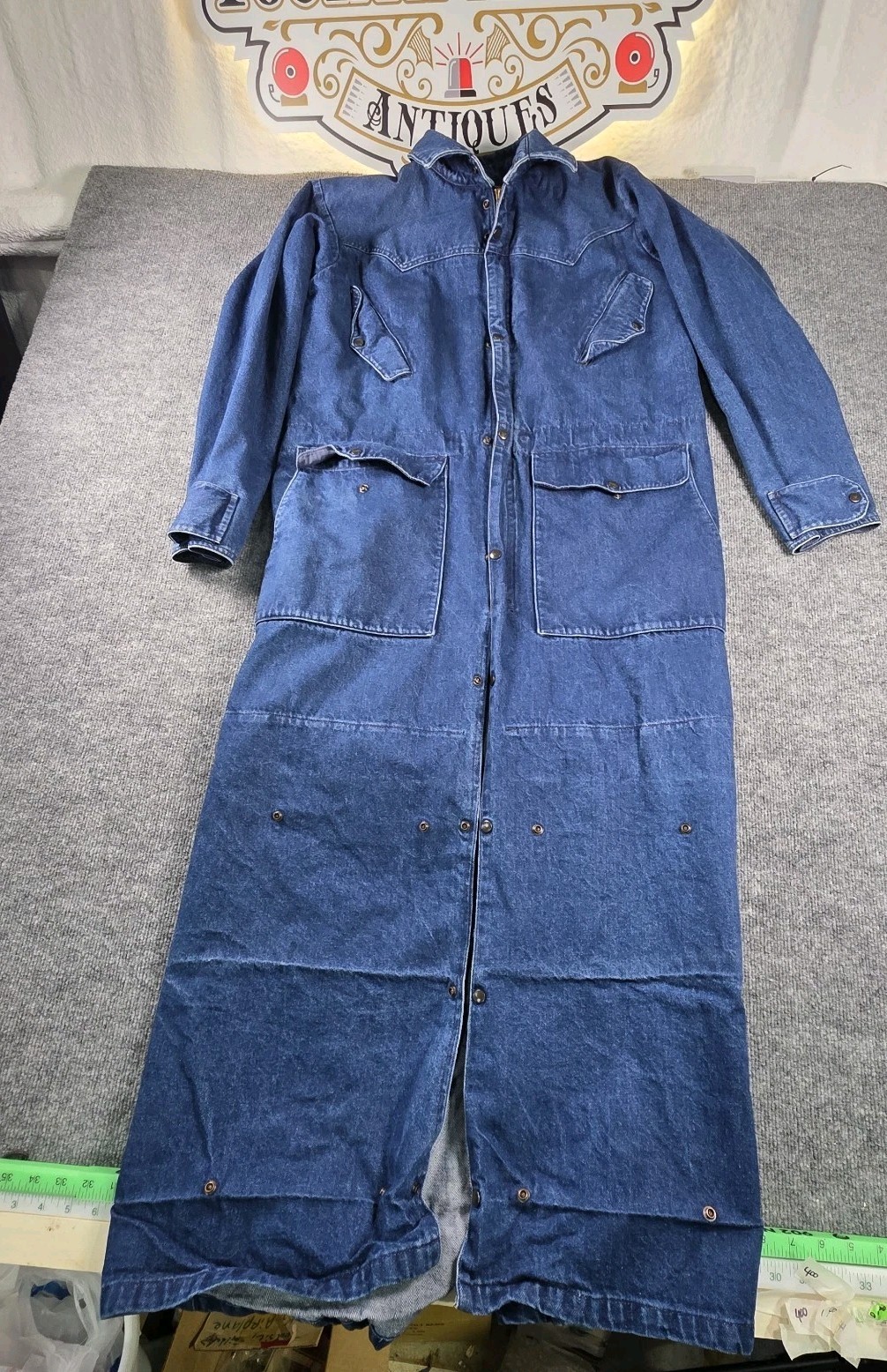 J. Peterman Horsemans 80s Duster Ranchers Coverall Jacket Equestrian Denim Small